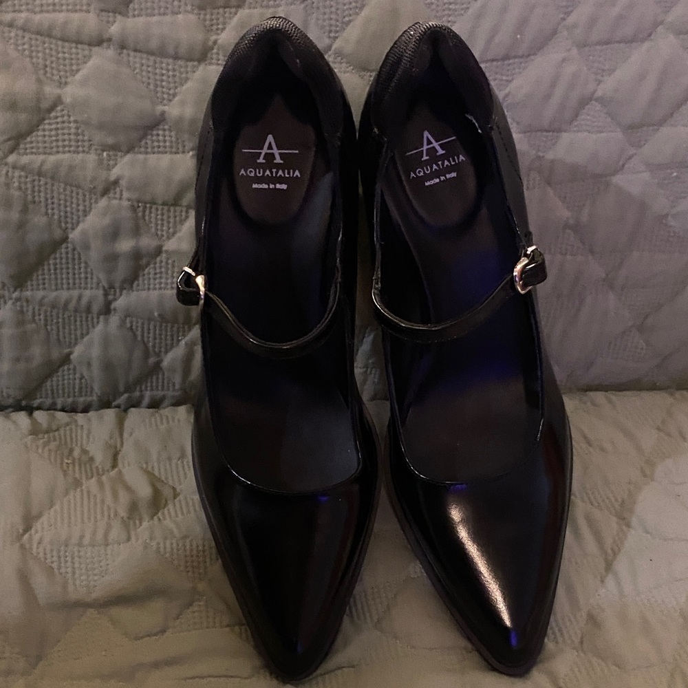 Aquatalia Women's Black Mary Jane Heels